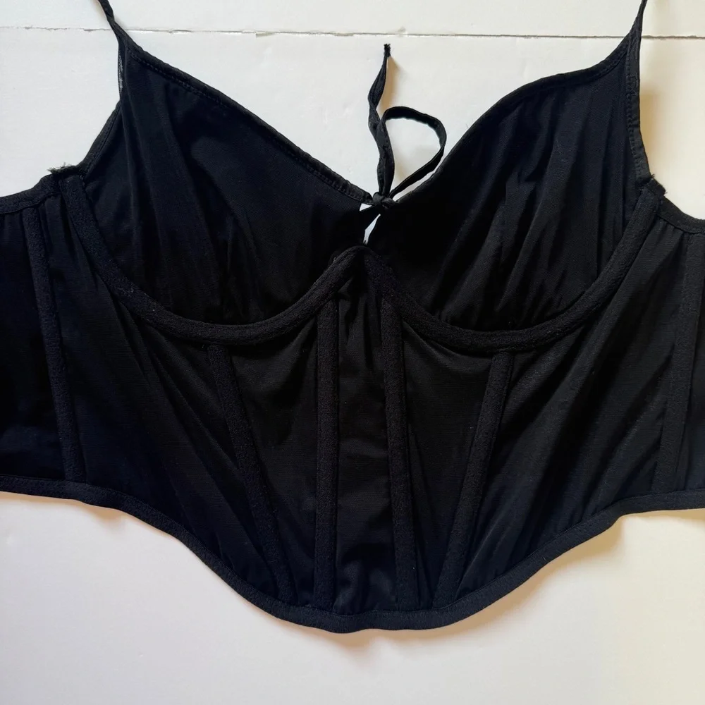 Urban Outfitters Out From Under Devon Satin Corset Black Bra Top Sz L - Picture 10 of 14